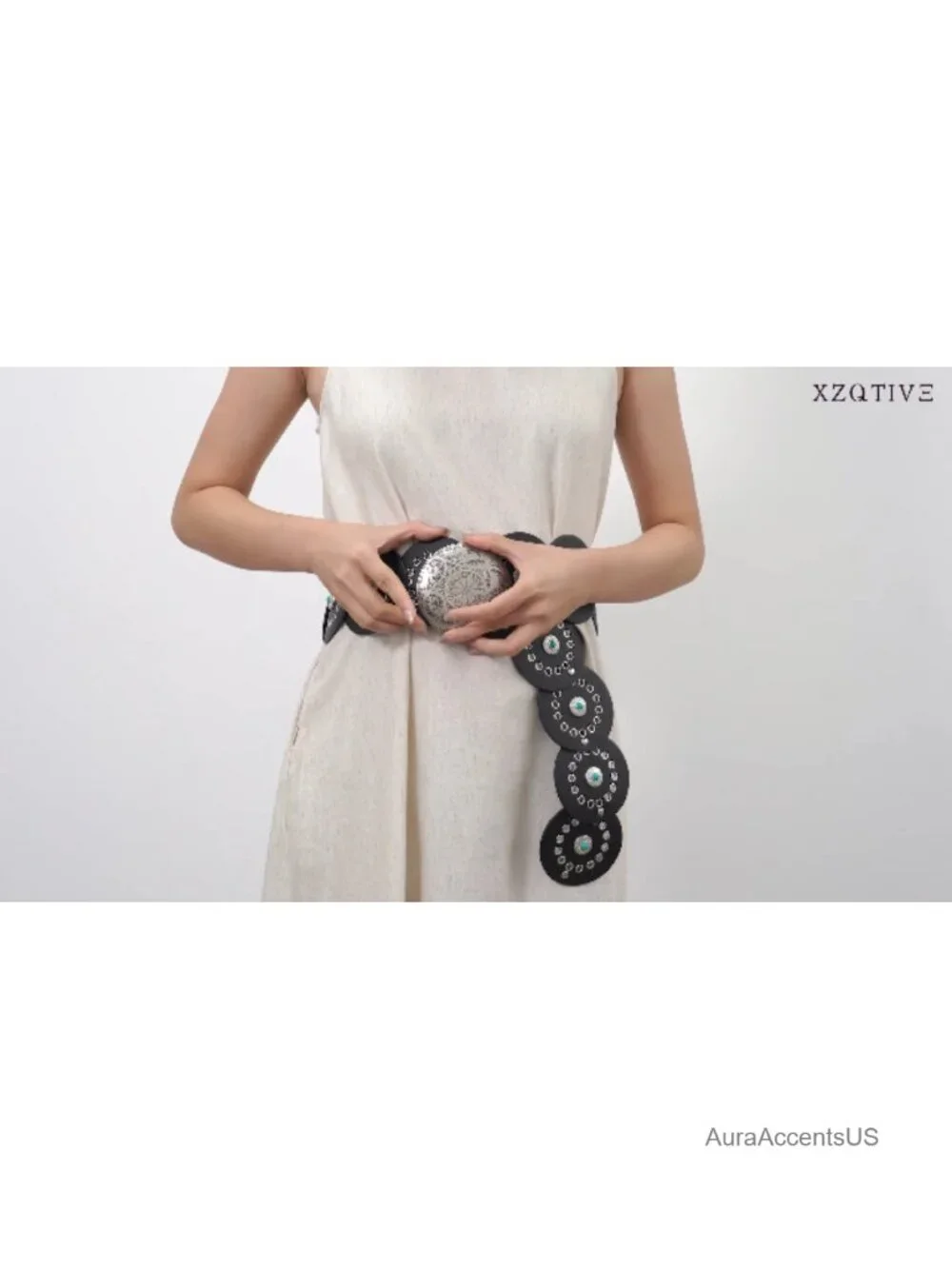 PU Leather Western Concho Belt for Women Cowgirl Boho Waist Belt